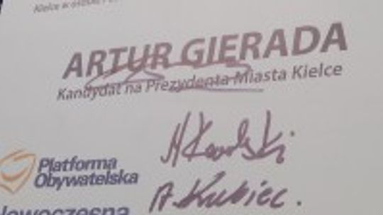 Artur Gierada oficjalnie kandydatem PO i .Nowoczesnej w wyborach na prezydenta Kielc