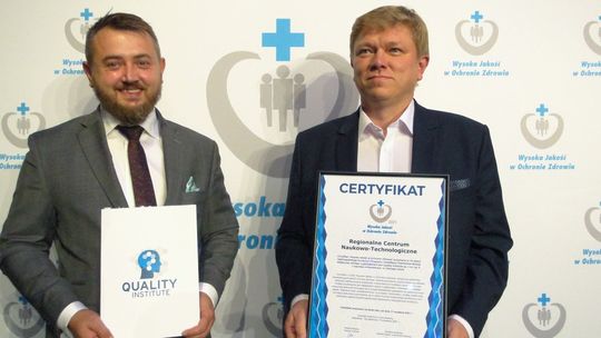 Certyfikat potwierdza spełnianie najwyższych standardów w wykonywaniu świadczeń medycznych