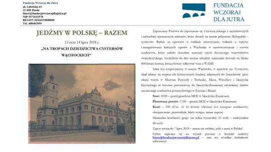 "Jedźmy w Polskę" - nowy cykl Fundacji Wczoraj dla Jutra