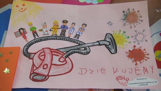 Przedszkolaki z Kielc dziękują medykom ze Słowacji