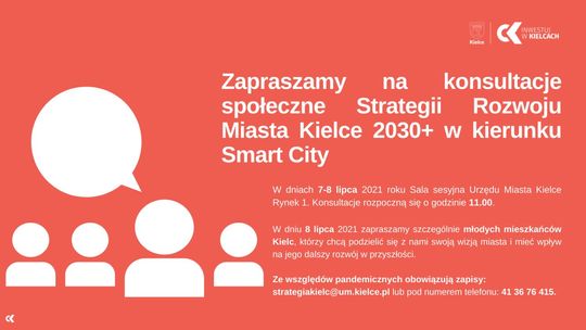 Konsultacje społeczne projektu "Strategii Rozwoju Miasta Kielce 2030+ w kierunku Smart City"