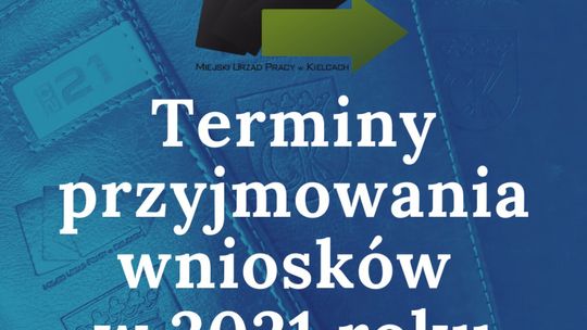 Miejski Urząd Pracy w Kielcach - Terminy przyjmowania wniosków w 2021 roku 