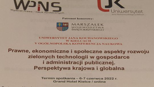 O rozwoju zielonych technologii w gospodarce i administracji publicznej - V Ogólnopolska Konferencja Naukowa UJK