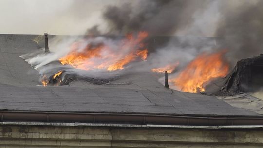 Pożar budynku w centrum Kielc