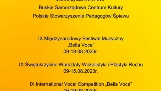 Przed nami IX Międzynarodowy Festiwal Muzyczny "Bella Voce" Busko-Zdrój 2023r.