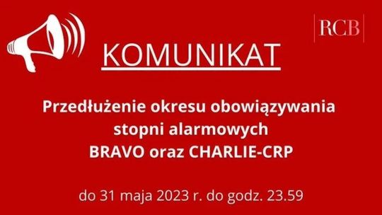 Przedłużone trzeci oraz drugi stopień alarmowy CRP na terenie całego kraju