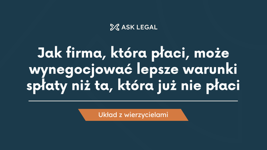 Układ z wierzycielami: jak firma, która płaci, może wynegocjować lepsze warunki spłaty niż ta, która już nie płaci