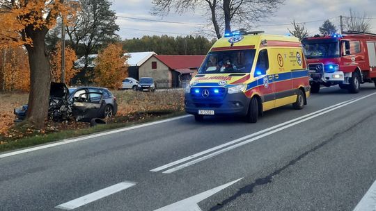 Wypadek w miejscowości Rozgół na drodze krajowej nr 74. Dwie osoby trafiły do szpitala