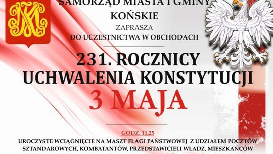 Zapraszamy na obchody 231. Rocznicy Uchwalenia konstytucji 3 Maja do Końskich