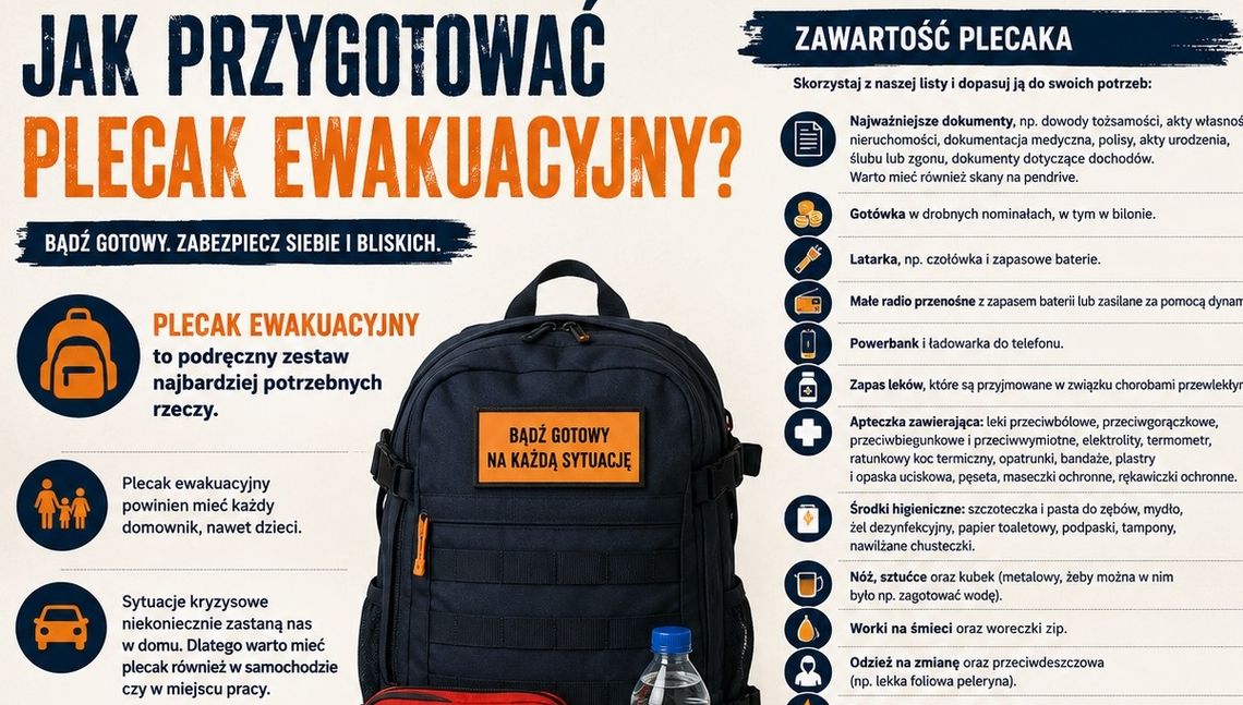 Co powinno znajdować się w plecaku ewakuacyjnym?