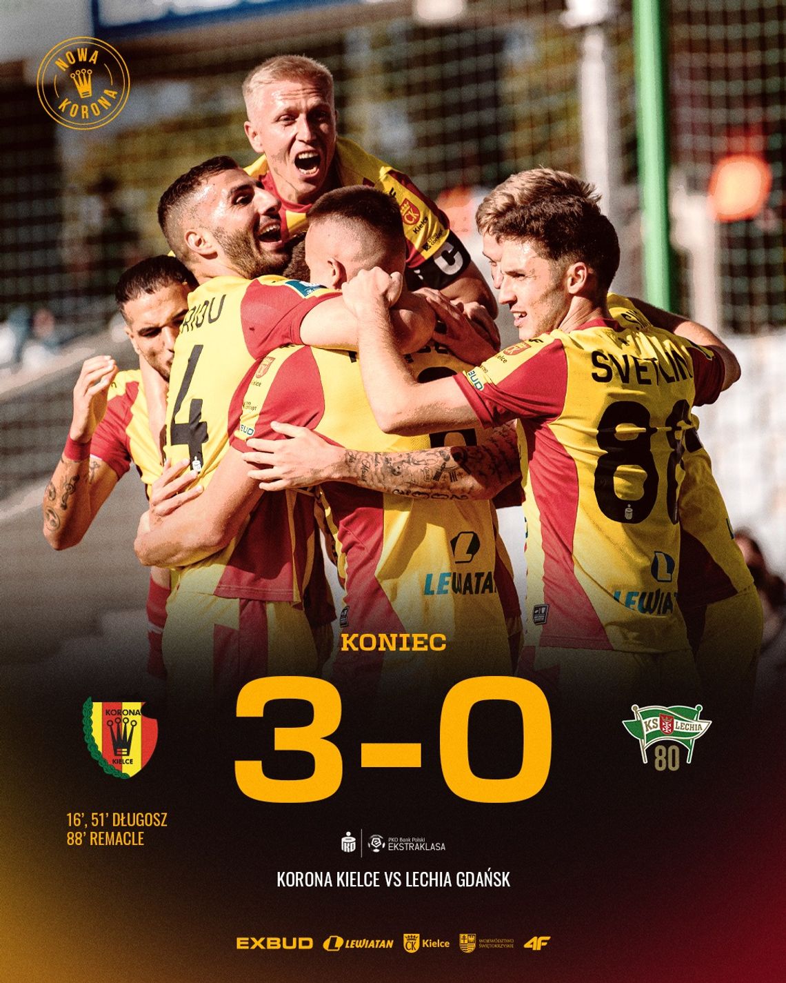 Ekstraklasa piłkarska - Korona - Lechia 3:0