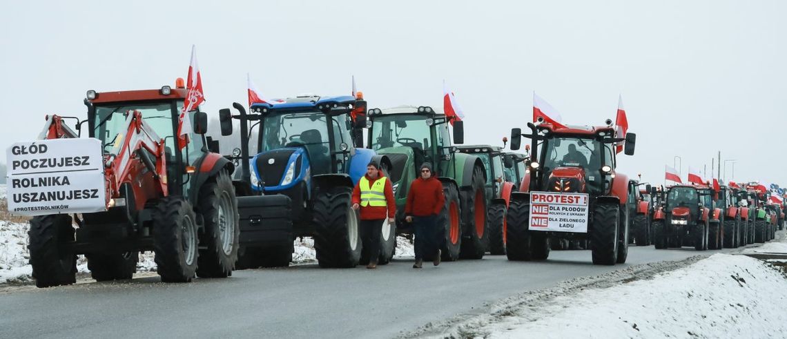 "Głód poczujesz - rolnika uszanujesz" - protest rolników w Pińczowie 