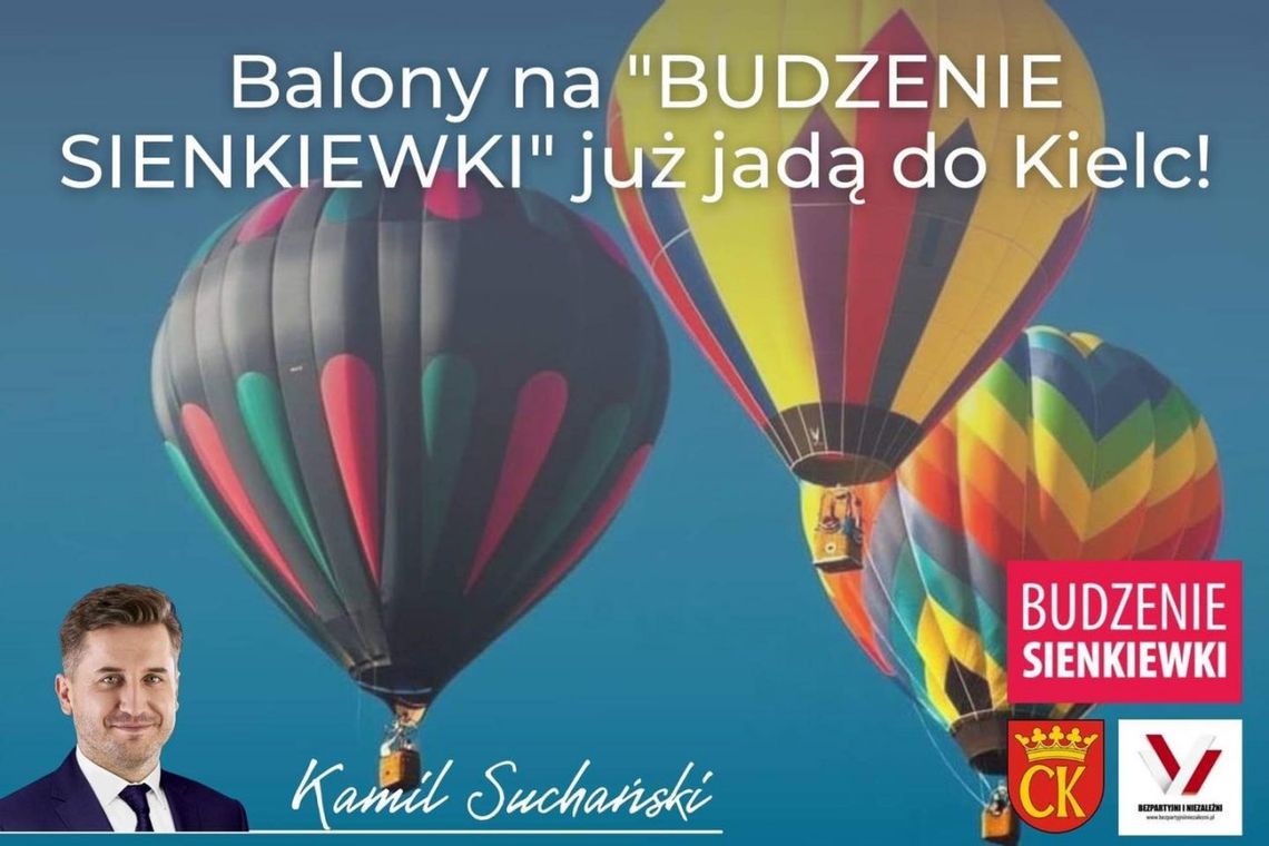 Lot balonów nad kieleckim Rynkiem