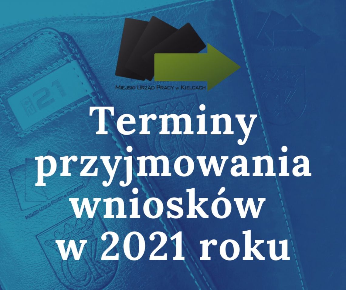 Miejski Urząd Pracy w Kielcach - Terminy przyjmowania wniosków w 2021 roku 
