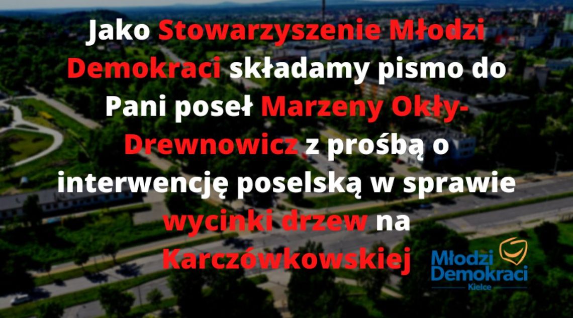 Młodzi Demokraci z Kielc proszą parlamentarzystkę o pomoc 