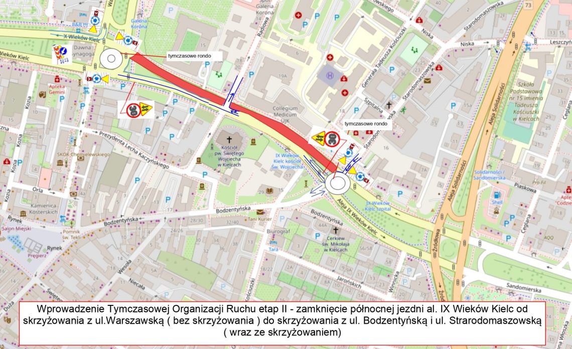 Nowe utrudnienia na al. IX Wieków Kielc 