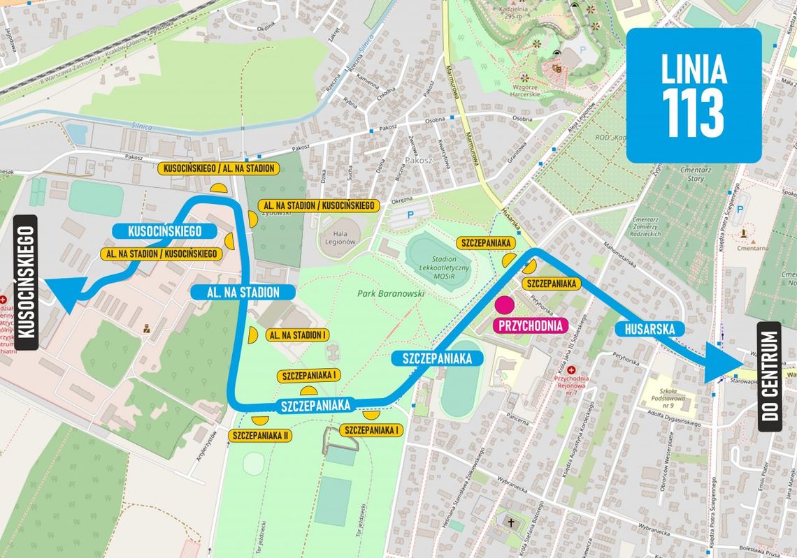 Od soboty zmiana trasy linii 113 