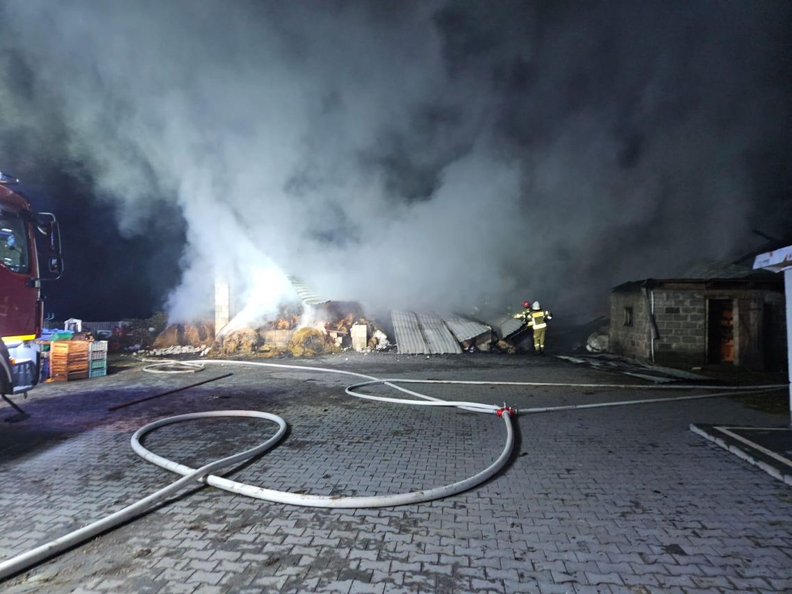 Pożar magazynu w Nowej Zagości w powiecie pińczowskim