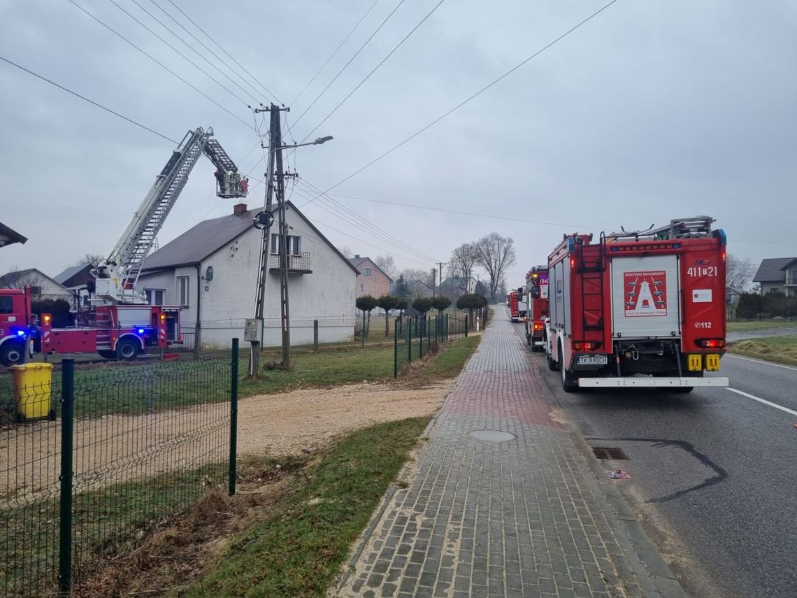 Pożar sadzy w przewodzie kominowym w miejscowości Wrzosówka