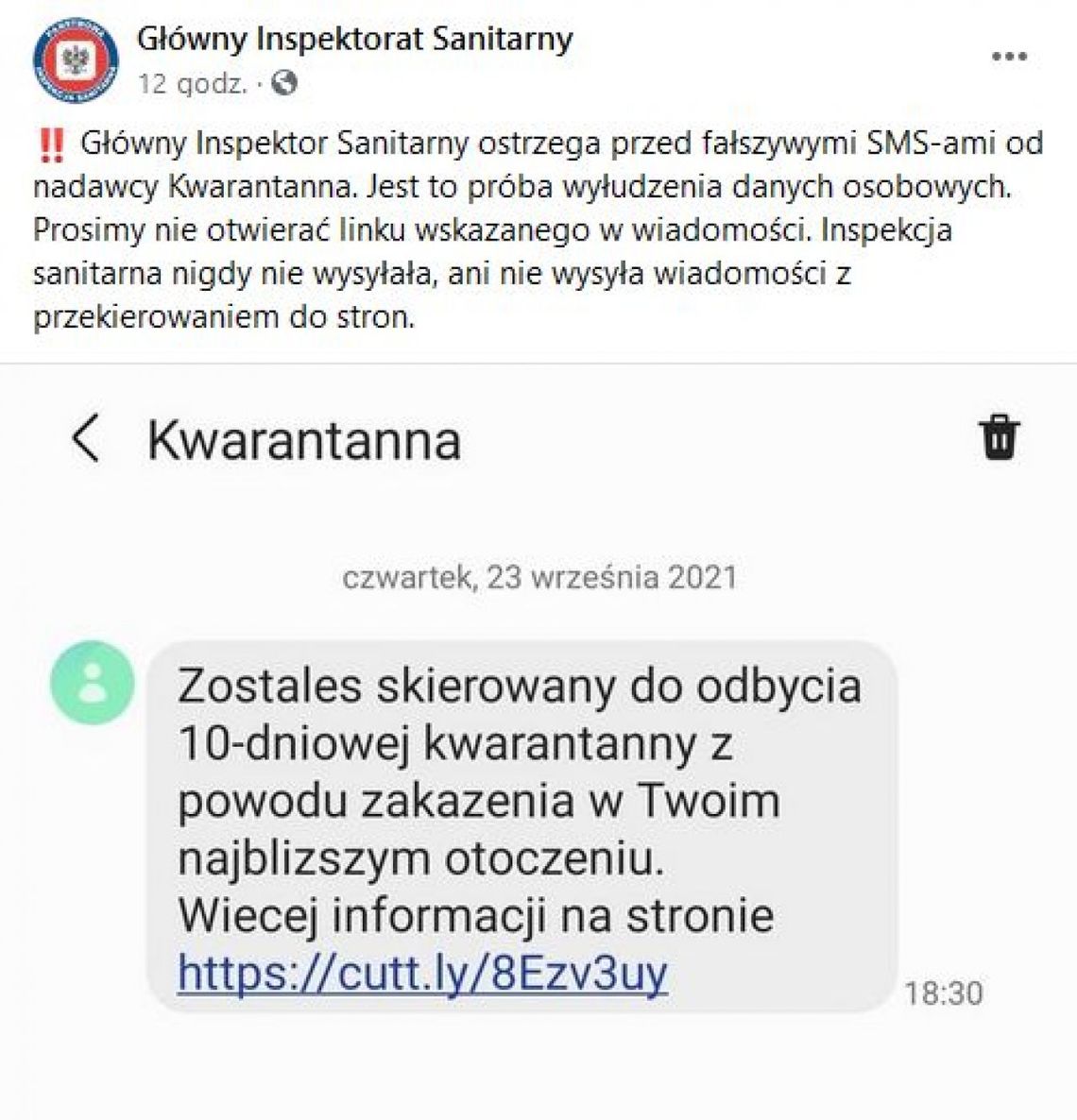 SMS kwarantanna - Uwaga to oszustwo!