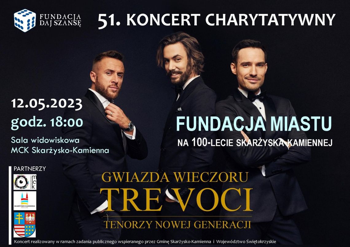 „TRE VOCI – Tenorzy Nowej Generacji” wystąpią na 51. koncercie charytatywnym Fundacji „Daj Szansę”