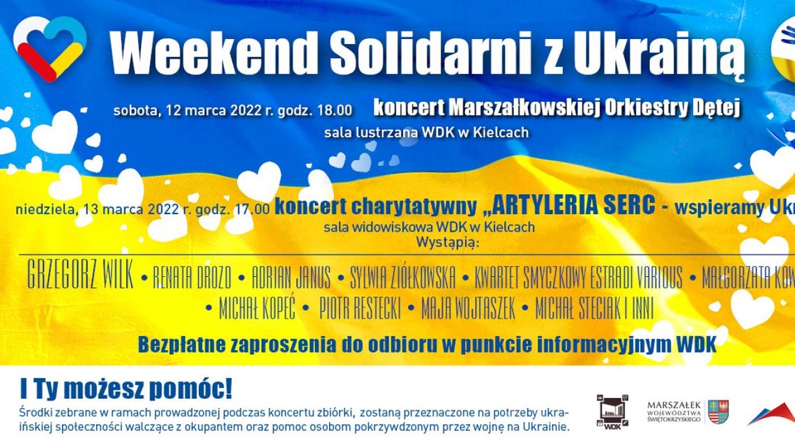 "Weekend Solidarni z Ukrainą" – dwa koncerty charytatywne w WDK