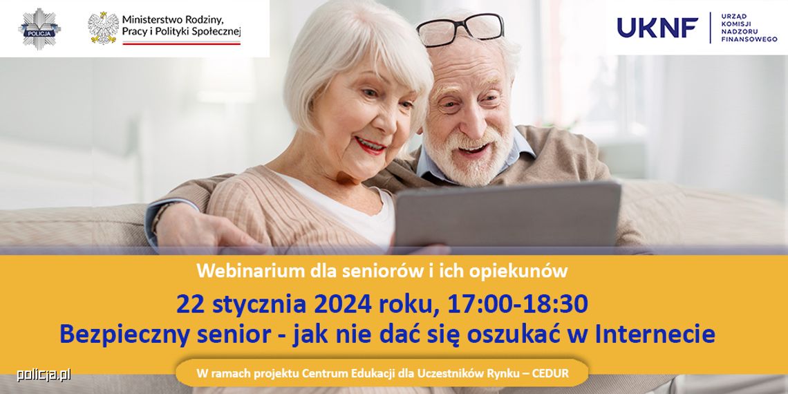 Zapraszamy na webinarium Cedur "Bezpieczny senior- jak nie dać się oszukać w internecie"