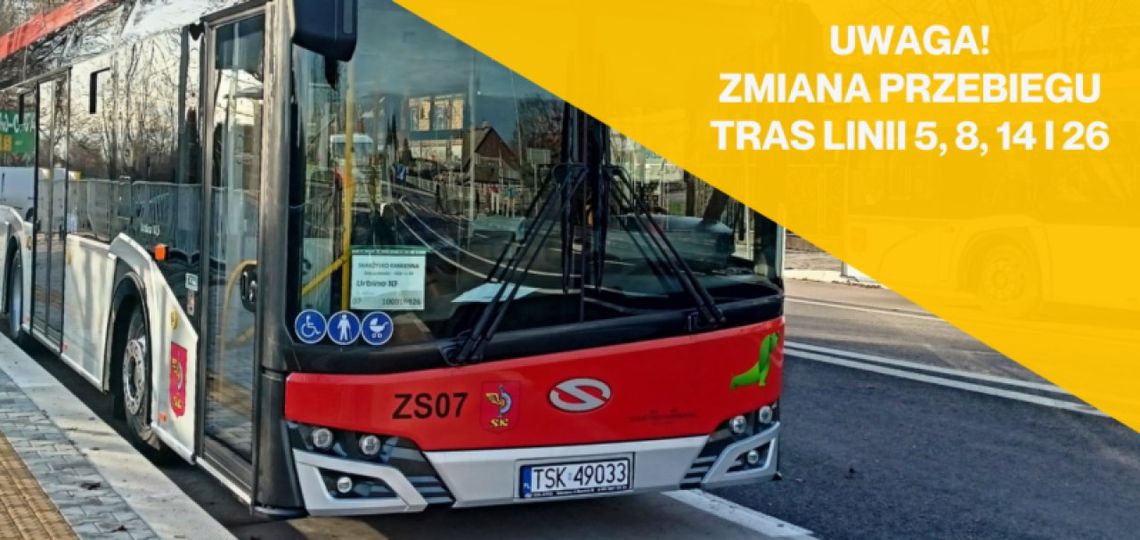 Zmiana przebiegu tras linii 5, 8, 14 i 26 w związku z zamknięciem ul. Tysiąclecia